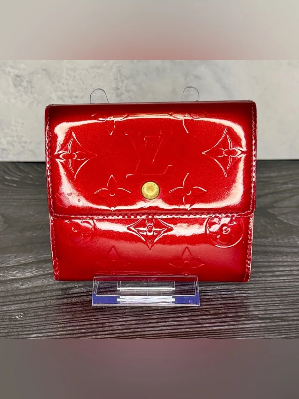 Louis Vuitton Monogram Vernis Red Compact Wallet | TH1018 | Patent Leather